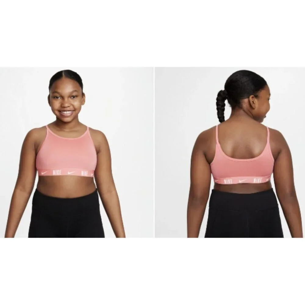 Nike Trophy Big Girls Sports Bra Dri-Fit Training Light Support Pink Size XL(+)